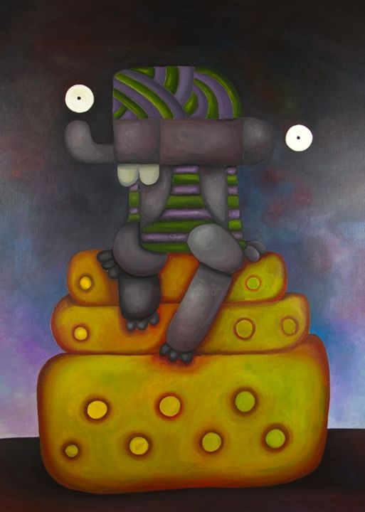 Peinture intitulée "Homme assis sur un…" par Antony Squizzato, Œuvre d'art originale