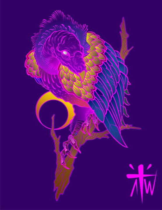Digitale Kunst getiteld "Vulture" door Sr. Anthony Wolf, Origineel Kunstwerk, Digitaal Schilderwerk