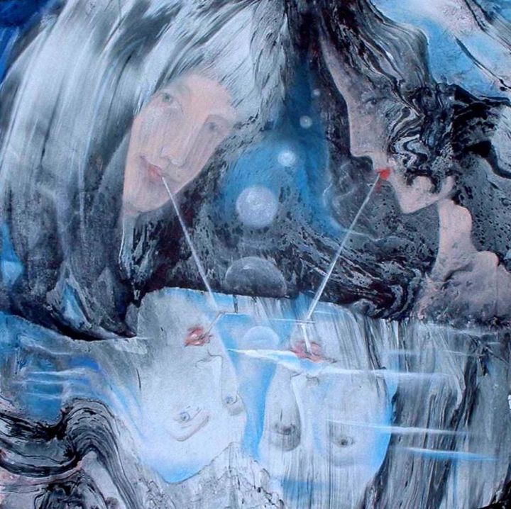 Painting titled "charmed lake" by Ruta Cepinskaite, Original Artwork