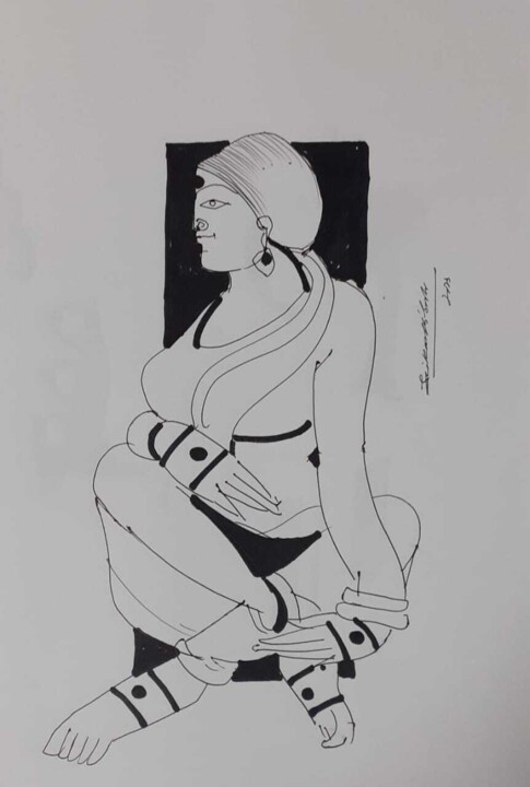 Dessin intitulée "what" par Srikanth Babu Adepu, Œuvre d'art originale, Marqueur