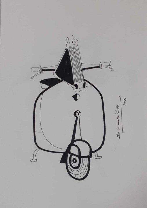 Dessin intitulée "Autosence" par Srikanth Babu Adepu, Œuvre d'art originale, Marqueur