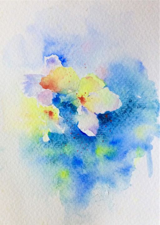 Painting titled "Lilies" by Sri Vidya Atkuru, Original Art, Watercolor