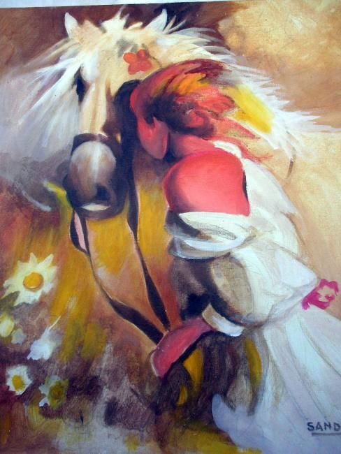 Painting titled "mujer paseando con…" by Sandra Soler, Original Artwork