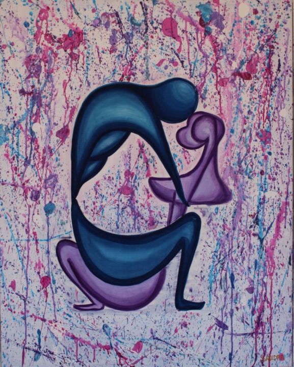 Painting titled "The hug" by Sandra Soler, Original Artwork, Oil