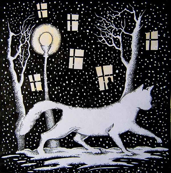 Рисунок под названием "снежный кот" - Ssclepp, Подлинное произведение искусства, Другой