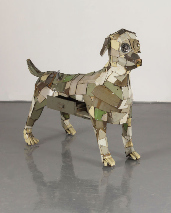 Skulptur mit dem Titel "my dog" von Seunghyeon Seo, Original-Kunstwerk, Metalle