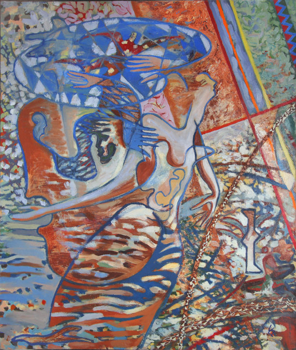 Painting titled "Без названия. По мо…" by Sergey Simkin, Original Artwork, Oil