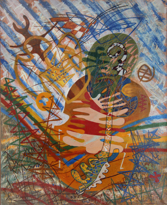 Картина под названием "Инструменты. Вход ч…" - Sergey Simkin, Подлинное произведение искусства, Масло