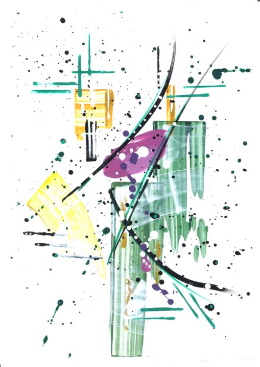 Dessin intitulée "ROCK CONCERT IN THE…" par Svetlana Sokolova, Œuvre d'art originale, Acrylique