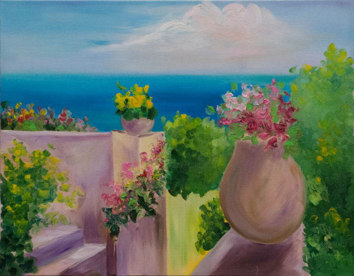 Painting titled "Cyprus" by Svetlana Solovyeva, Original Artwork, Oil