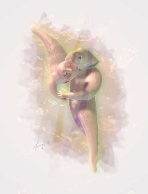 Arts numériques intitulée "Angel's dance" par Kenji Takeda, Œuvre d'art originale