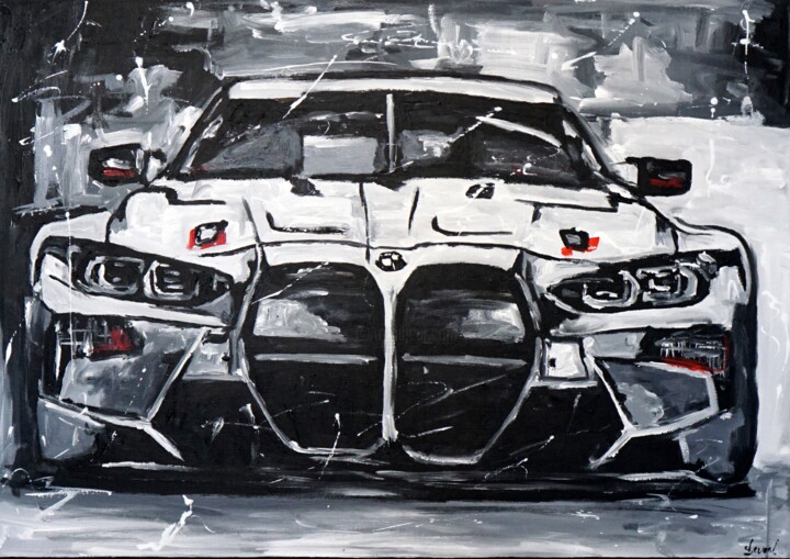 「BMW」というタイトルの絵画 Stachによって, オリジナルのアートワーク, アクリル ウッドストレッチャーフレームにマウント