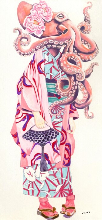 Ζωγραφική με τίτλο "Octopus" από Stacy Shpak, Αυθεντικά έργα τέχνης, Ακρυλικό