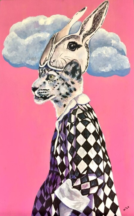 Peinture intitulée "Cheetah in the Rabb…" par Stacy Shpak, Œuvre d'art originale, Acrylique