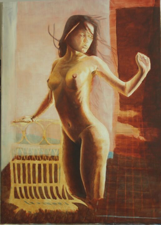 Pintura titulada "Mädchen und schwebe…" por Stan Bert Singer, Obra de arte original, Oleo