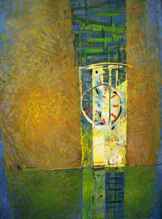 Painting titled "Light Tower" by Stan Bigda, Original Art, Acrylic