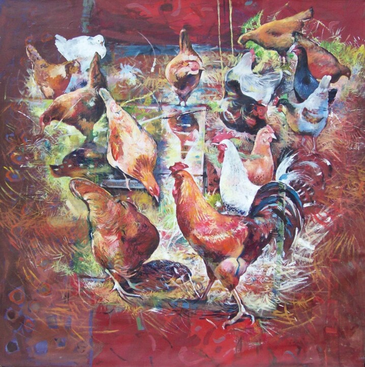 Painting titled "Fowl studies" by Stan Bigda, Original Artwork, Acrylic