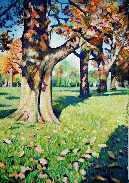 Painting titled "Kensington Gardens…" by Stan Bigda, Original Artwork, Oil
