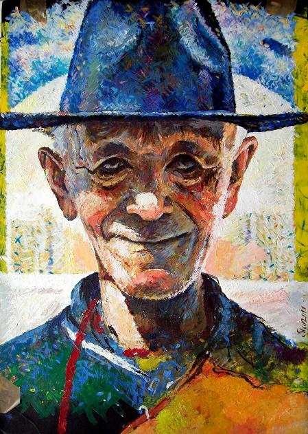 Painting titled "Man's face" by Stan Bigda, Original Artwork, Oil