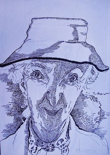 Drawing titled "Face 3 mm" by Stan Bigda, Original Artwork, Ink
