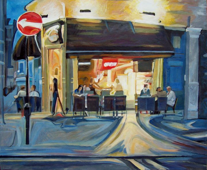 London Pub At Dusk, Painting by Stan Bigda Artmajeur