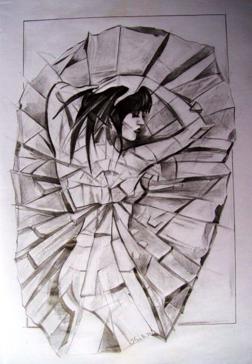 Drawing titled "Broken Crystal" by Stan Bigda, Original Artwork, Pencil
