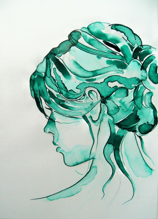 Painting titled "Inez 1" by Stan Bigda, Original Art, Ink