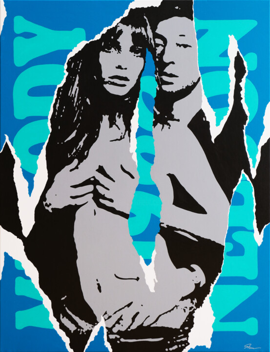 Painting titled "JANE x SERGE" by Stan, Original Artwork, Acrylic Mounted on Wood Stretcher frame