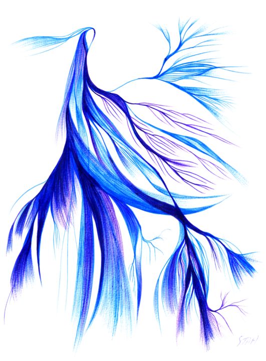 Σχέδιο με τίτλο "lady-in-blue-and-bl…" από Stan.Phi, Αυθεντικά έργα τέχνης, Στυλό