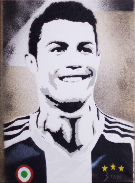 Картина под названием "Christiano Ronaldo…" - Stan Spray Art, Подлинное произведение искусства, Рисунок распылителем краски