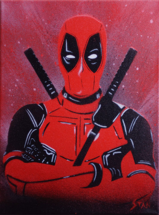 Картина под названием "Deadpool" - Stan Spray Art, Подлинное произведение искусства, Рисунок распылителем краски