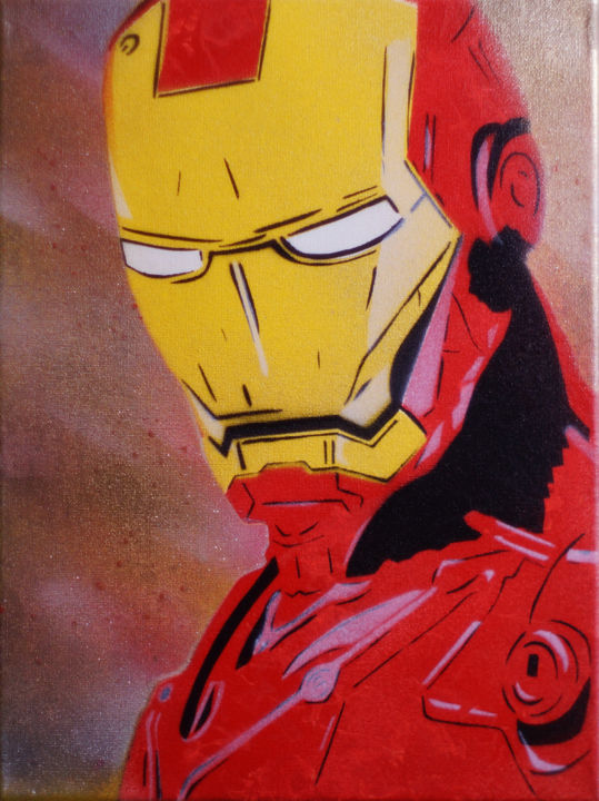 Картина под названием "Iron Man Spray" - Stan Spray Art, Подлинное произведение искусства, Рисунок распылителем краски