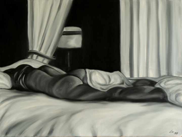 Painting titled "In bed 10" by Stanimir Stoykov, Original Artwork, Oil
