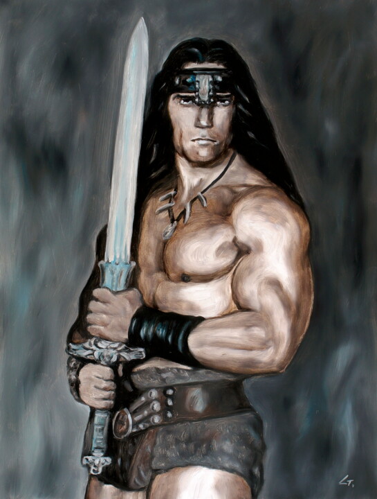 Painting titled "Conan the Barbarian…" by Stanimir Stoykov, Original Artwork, Oil