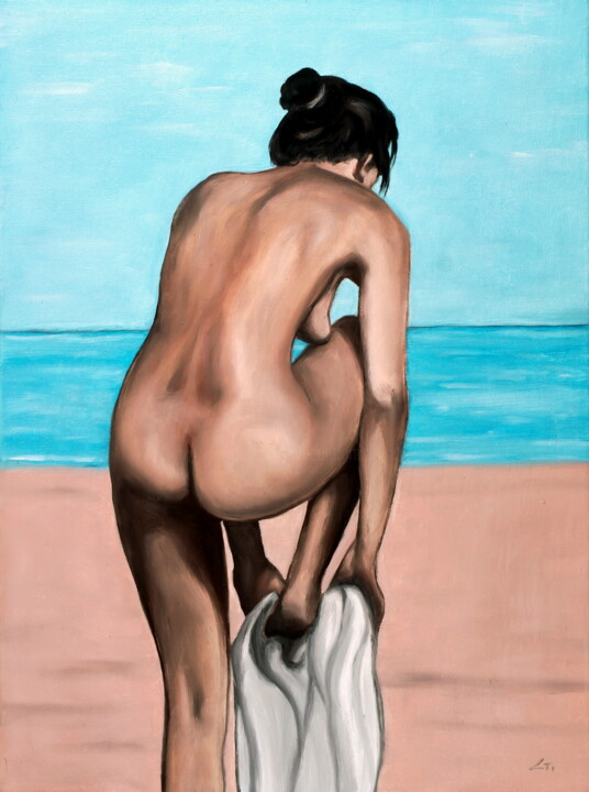 Pittura intitolato "Beach 25" da Stanimir Stoykov, Opera d'arte originale, Olio