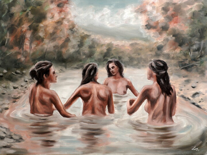 Malerei mit dem Titel "River" von Stanimir Stoykov, Original-Kunstwerk, Öl