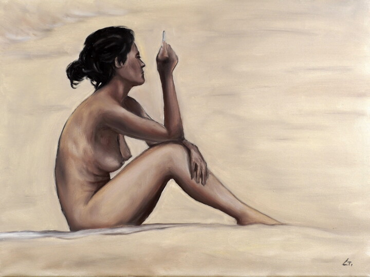 Painting titled "Nude beach" by Stanimir Stoykov, Original Artwork, Oil