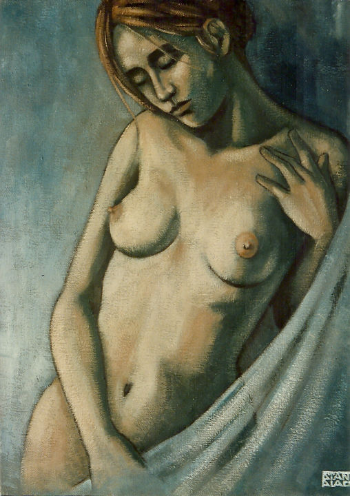 Schilderij getiteld "Nude" door Stanislao, Origineel Kunstwerk, Olie