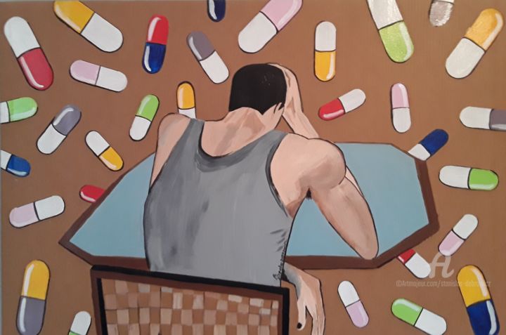 Peinture intitulée "Pills" par Stanislas Dabrowicz, Œuvre d'art originale, Acrylique