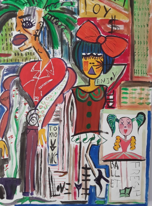 Peinture intitulée "Punky family" par Stanislas Dabrowicz, Œuvre d'art originale, Acrylique