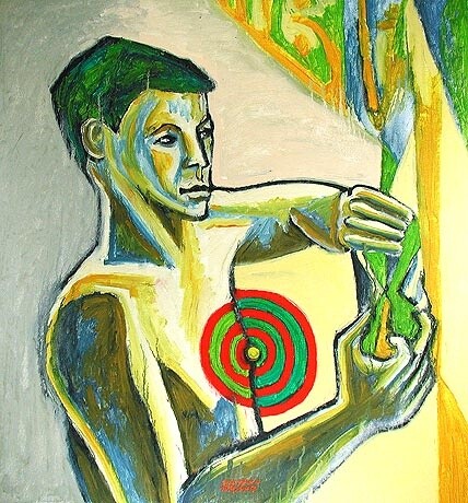 Malerei mit dem Titel "ID 1100 Human being…" von Stanislaus Szypura (Stacho), Original-Kunstwerk