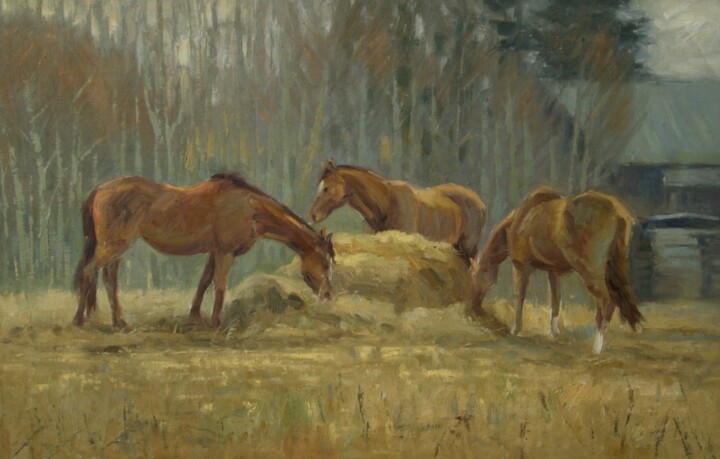 Pittura intitolato "Horses vol2" da Stanislav Antipov, Opera d'arte originale
