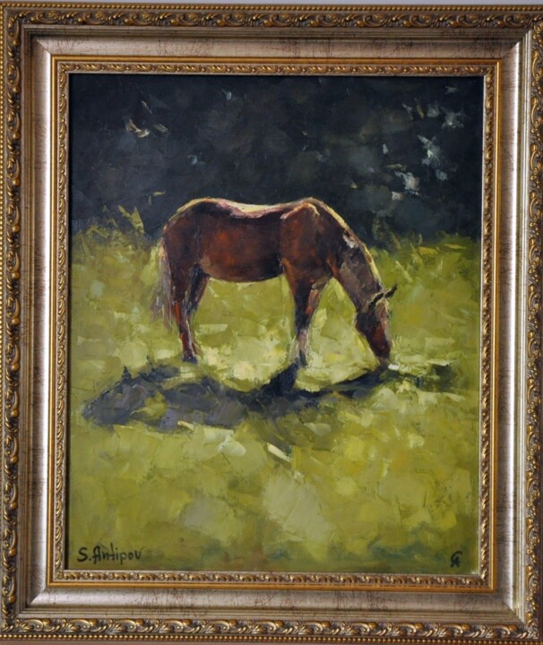 Картина под названием "Horse" - Stanislav Antipov, Подлинное произведение искусства, Масло