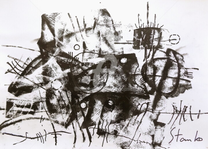 Printmaking titled "Presentiment-XXII" by Stanislav Bojankov, Original Artwork, Monotype