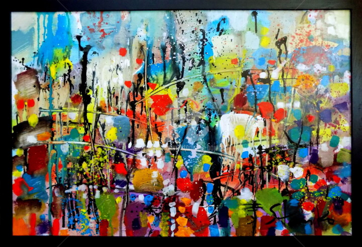 Malerei mit dem Titel "Just rainy-XCIII" von Stanislav Bojankov, Original-Kunstwerk, Acryl