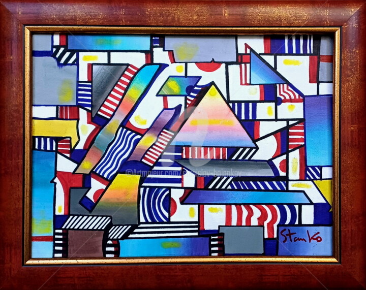 Malerei mit dem Titel "Abstract landscape-1" von Stanislav Bojankov, Original-Kunstwerk, Acryl