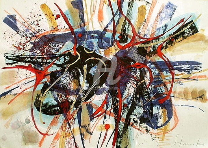 Painting titled "Improvisation-XXXV" by Stanislav Bojankov, Original Artwork, Acrylic