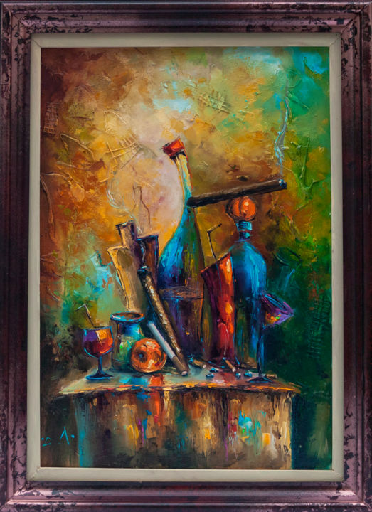 Painting titled "the artist is at re…" by Stanislav Lazarov, Original Artwork, Oil