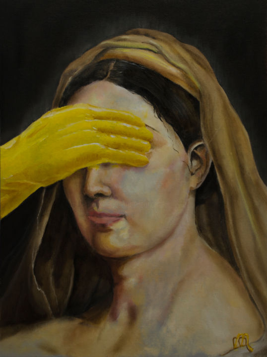 Pittura intitolato "Madonna con i guanti" da Stanislav Motornyi, Opera d'arte originale, Olio