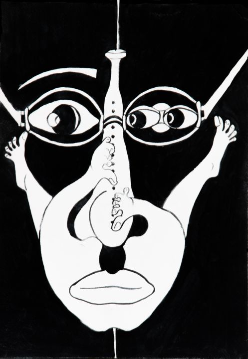 Disegno intitolato "Playing With Oneself" da Stanislav Tcachov, Opera d'arte originale, Acquarello